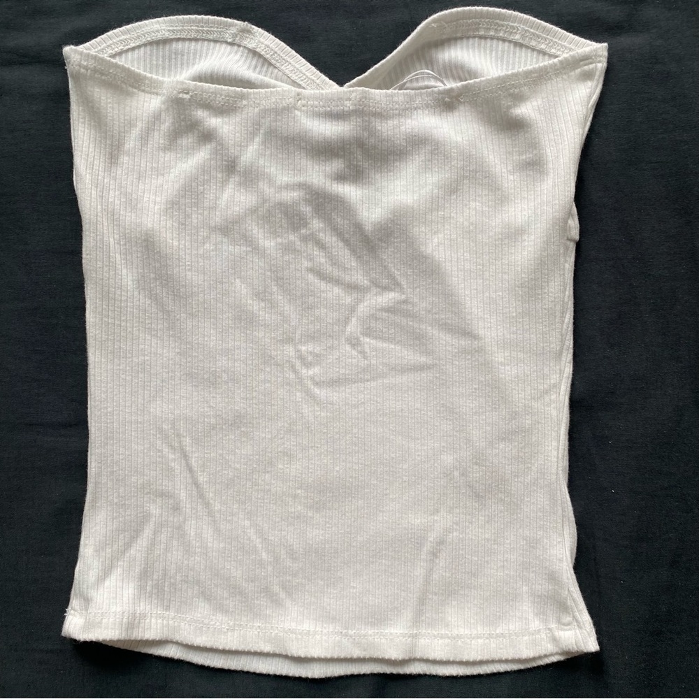 BDG White Strapless Ruched Ribbed Tube Top - Picture 2 of 5